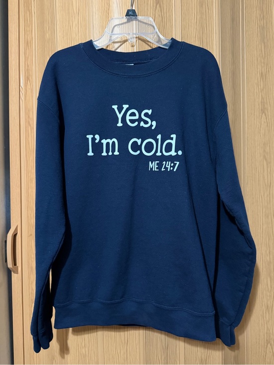 Gildan Sweaters - Yes, I'm Cold Navy Graphic Crewneck Sweatshirt